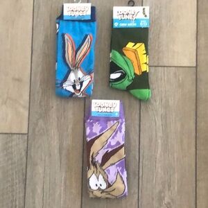 Looney Tunes Character Socks - Bugs Bunny Wiley Coyote Marvin the Martian